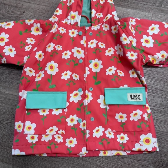 Lazy One Floral Flower Little Girls Raincoat Rain Jacket 2T Daisy Spring - Picture 2 of 5